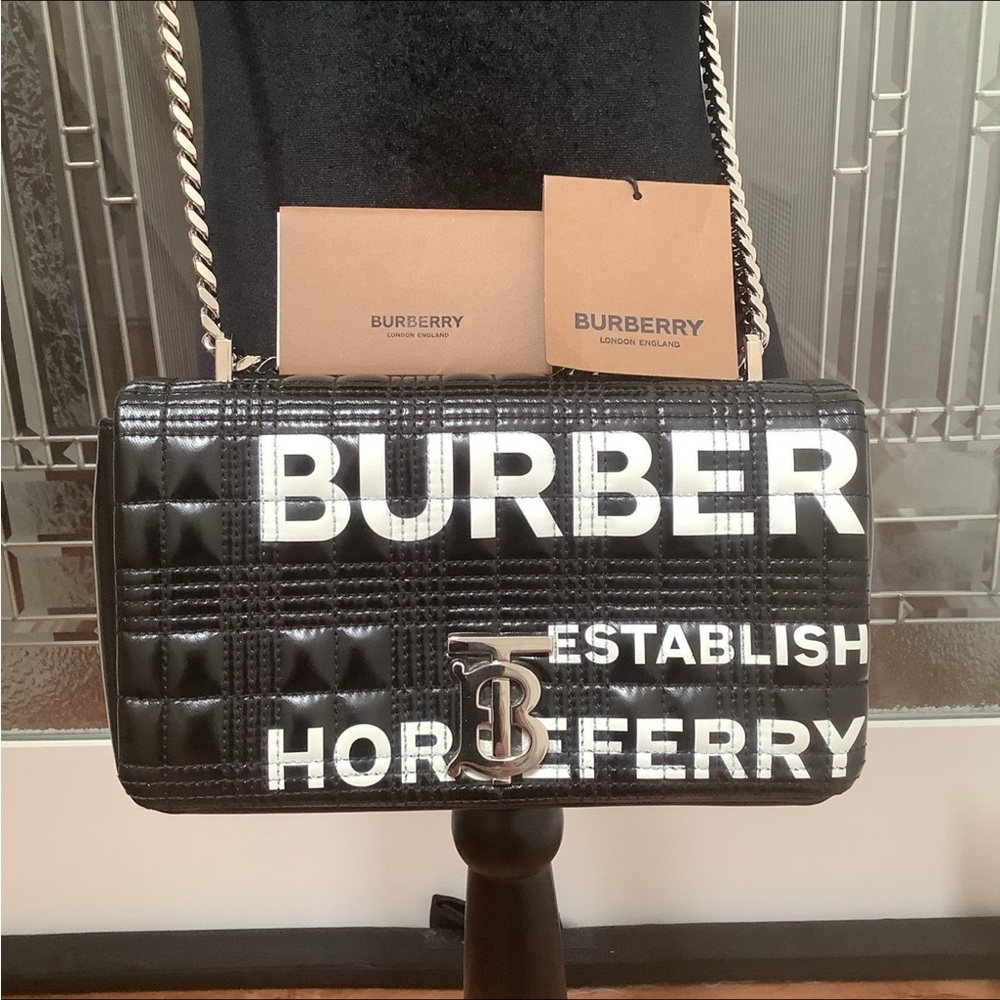 Burberry Black and White Logo Shoulder Bag